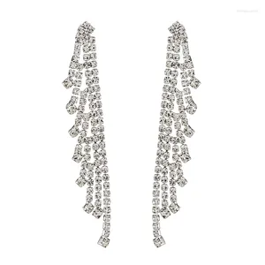 Dangle Oorbellen Luxe Kristallen Kwastje Voor Vrouwen Grote Oorbellen Mode-sieraden Lange Witte Strass E630