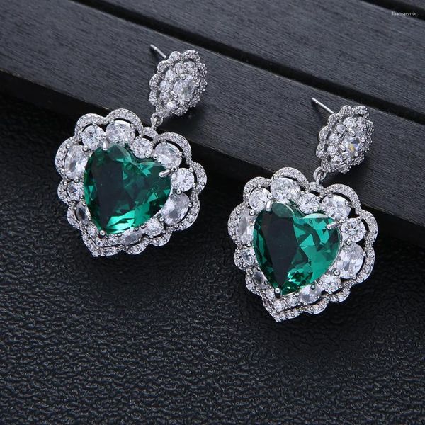 Boucles d'oreilles pendantes de luxe célèbre coeur plein Mirco pavé Micro zircone femmes robe de mariée mariage Brésil boucle d'oreille goutte bijoux de mode A20398