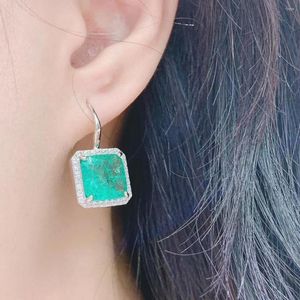 Dangle Oorbellen Luxe Geometrie Kleurrijke Vierkante Drop Voor Vrouwen Bruiloft Zirconia Dubai Bridal Earring Sieraden Accessoires E9507