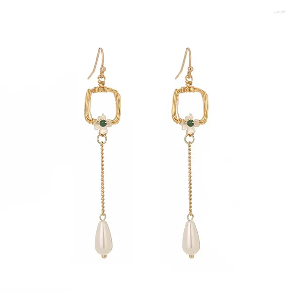 Boucles d'oreilles pendantes de luxe couleur or pétale Imitation perle goutte pour femmes cadeaux bijoux de mode en gros