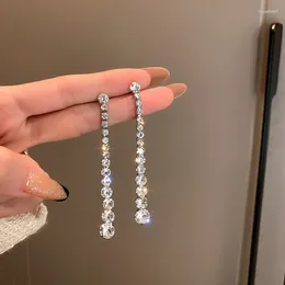 Boucles d'oreilles pendantes de luxe, mode coréenne, strass en cristal, nœud papillon pour femmes, perle élégante, bijoux de mariage, cadeau de fête, 2024