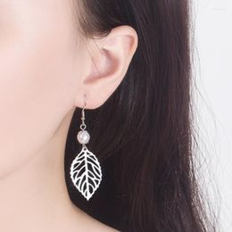 Boucles d'oreilles pendantes luxe coréen feuille perle couleur argent longue goutte pour les femmes esthétique grand à la mode Jhumka Unique bijoux cadeau