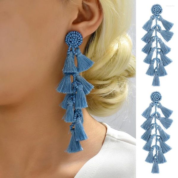 Boucles d'oreilles en peluche de luxe Per perlé Pendre bijoux bijoux de mode et de style ethnique tissu coton