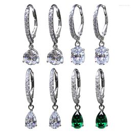 Boucles d'oreilles pendantes luxe couleur argent mariée mariage goutte boucle d'oreille éblouissante ronde CZ élégant accessoires déclaration pour les femmes