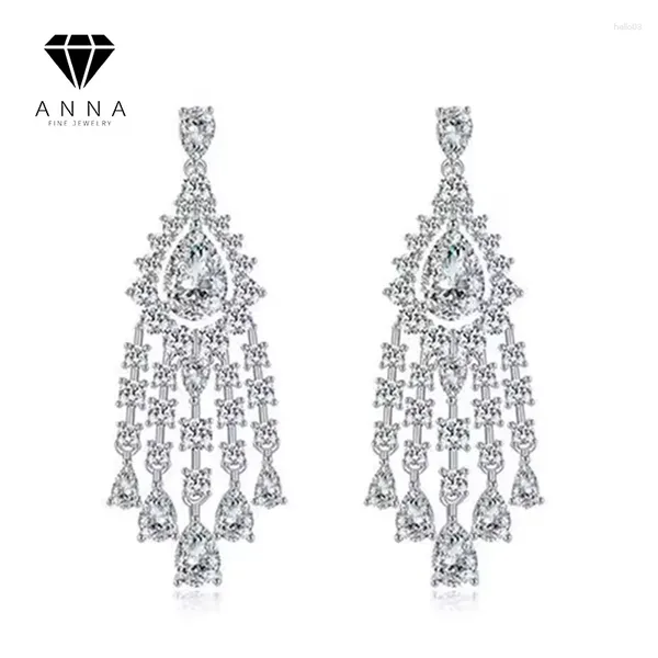 Pendientes colgantes de lujo Sparkling 925 Sterling Silver Water Tear 2 Carat High Carbon Diamond Diamond Jewelry Regalo de boda para mujeres