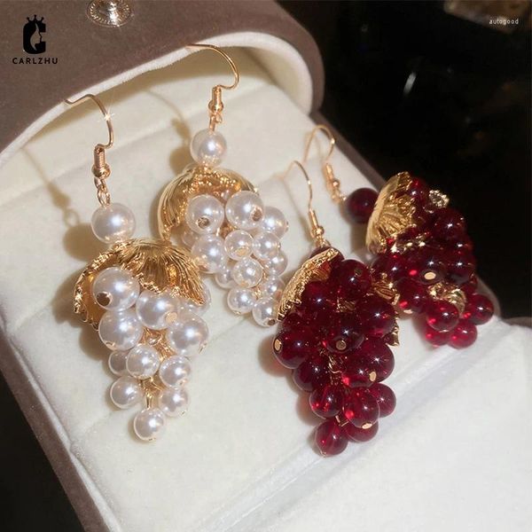 Boucles d'oreilles pendantes de luxe pour femmes, cristal doux, raisin, feuille de métal, crochet d'oreille goutte, personnalisé, tendance, bijoux polyvalents
