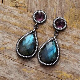 Boucles d'oreilles pendantes de luxe en forme de larme pour femmes, Labradorite, noires, audacieuses, bijoux de saint-valentin, livraison directe, vente en gros