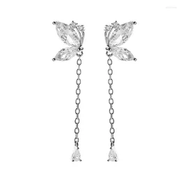 Boucles d'oreilles pendantes de luxe en Zircon, piercing papillon, goutte d'eau, bijoux cadeau de fête pour femmes et filles, Eh1458