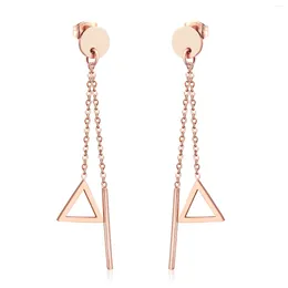 Boucles d'oreilles de luxe en acier inoxydable, pendentifs triangulaires de couleur argent, bijoux à la mode, fête de mariage, vente en gros