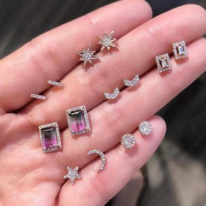 Dange oorbellen maa-oe 2023 kristal zonsterren maan geometrische eenvoudige oorbel set voor vrouwen mode vintage sieraden geschenk groothandel