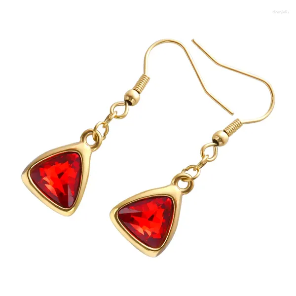 Pendientes colgantes magnéticos para hombres, perforación de oreja de acero inoxidable, piedra de cristal roja, pendiente triangular, regalos para novia, joyería africana