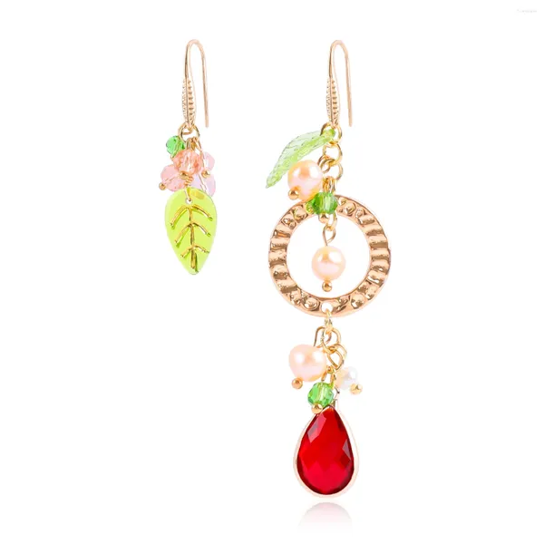 Makersland – boucles d'oreilles pendantes en forme de feuille asymétrique, perle pour filles, accessoires de bijoux pour adolescentes, cadeau charmant d'été, vente en gros