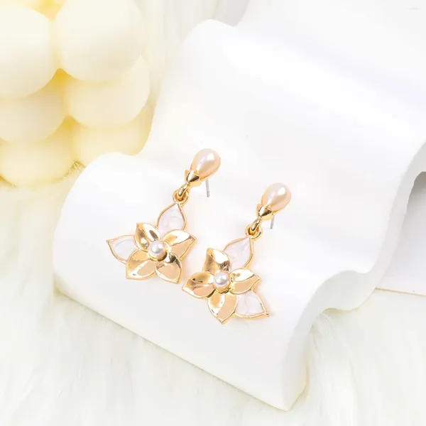 Makersland – boucles d'oreilles à fleurs pour femmes, bijoux à la mode, cadeaux, vente en gros, bijoux en acier inoxydable, goutte florale