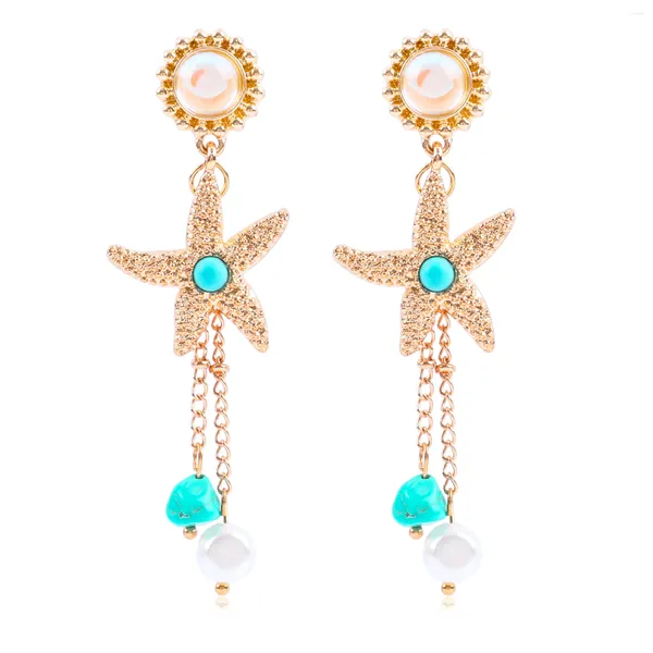 Makersland – boucles d'oreilles pendantes en perles d'étoile de mer pour filles, accessoires de bijoux pour femmes, cadeau charmant, vente en gros