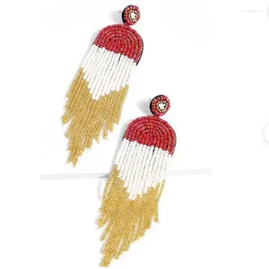 Pendientes colgantes MARDI GRAS BEADED FRINGE | Candelabro de cuentas de semillas nativas de América para mujeres Mama Mom Boho Tassel Accessori