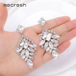 Boucles d'oreilles en peluche drop de mariage mecreresh gros énoncé de mariée couleurs argent en cristal strass de fête bijoux meh1754