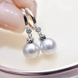 Boucles d'oreilles pendantes MeiBaPJ 8-9mm ronde perle naturelle mode Simple goutte réel 925 argent plateau vide Fine charme bijoux de fête pour les femmes