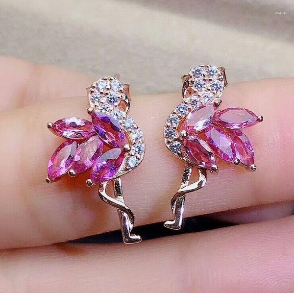 Boucles d'oreilles pendantes MeiBaPJ naturel brésil Pinkycolor Tourmaline pierres précieuses goutte réel 925 argent massif breloque fine bijoux de mariage pour les femmes