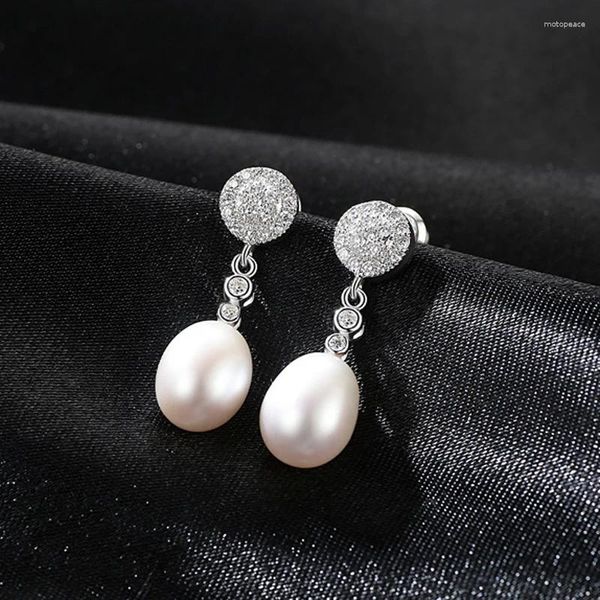 Boucles d'oreilles pendantes MeiBaPJ perle d'eau douce naturelle mode goutte réel 925 en argent Sterling Fine breloque bijoux pour les femmes SY