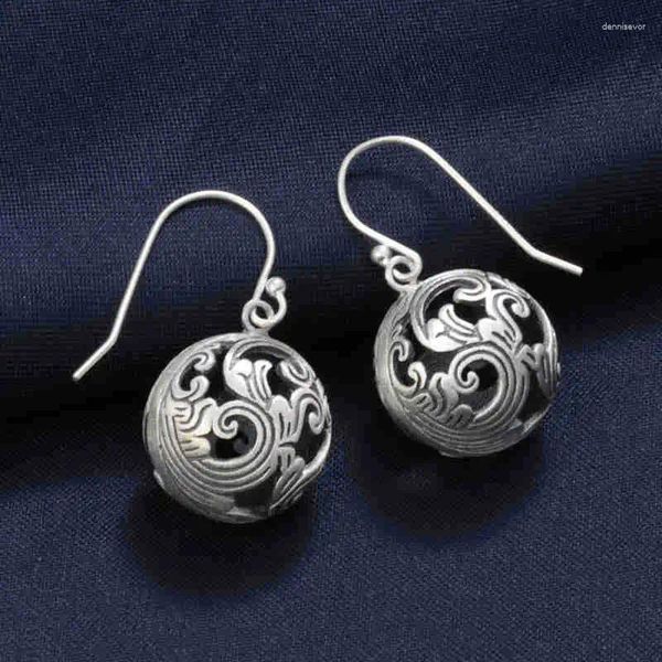 Pendientes colgantes MeiBaPJ S925 plata esterlina Xiangyun bola redonda Dropball hueco joyería de bodas de moda fina para mujeres SY