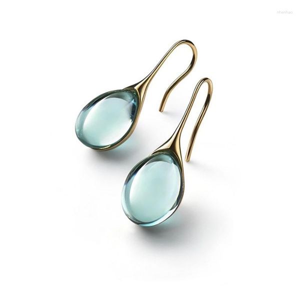 Boucles d'oreilles pendantes larmes de sirène incrustées de pierre de verre goutte d'eau avec une personnalité exagérée pour les bijoux des femmes