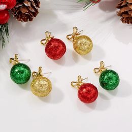 Boucles d'oreilles pendantes joyeux noël, boule ronde verte et rouge pour femmes, ampoule à paillettes, flocon de neige, étoiles, bijoux de Festival de l'année