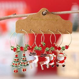 Pendientes de colgación Merry Christmas Hoop Sets for Women Red Green Color Tree Mango de nieve Hanging Party Jewellry Regalos