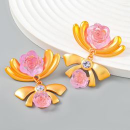 Pendientes colgantes Metal resina Floral geométrico mujer moda Retro banquete joyería accesorios coreano Digadagu