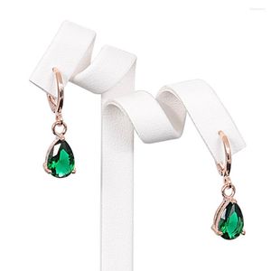 Boucles d'oreilles pendantes Miasol luxe couleur or Rose plaqué élégant goutte d'eau zircon cubique face cristal goutte pour les femmes