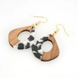 Boucles d'oreilles pendantes Miasol tendance élégante goutte d'eau breloque en résine de bois naturel pour femmes boucle d'oreille bijoux cadeaux