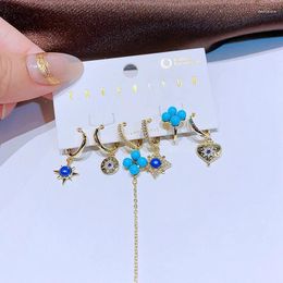 Boucles d'oreilles pendantes MIGGA 6 pièces Turquoise pierre coeur étoile suspendus ensemble de gouttes pour les femmes bijoux de luxe