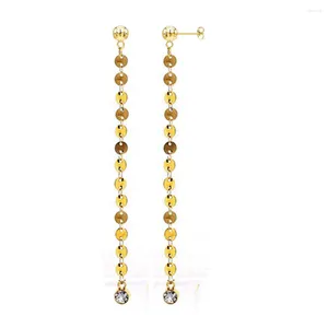 Boucles d'oreilles pendantes MinaMaMa en acier inoxydable paillettes disque longue goutte de cristal pour les femmes gland strass bijoux