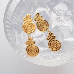 Boucles d'oreilles en peluche Minar Charmes non ternisses 18k Gold PVD Platé en acier inoxydable Rond Diskgrowth anneau long pour les femmes