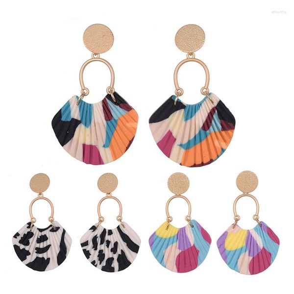 Boucles d'oreilles pendantes Minar mignon 3 Designs coloré léopard polymère argile pour les femmes secteur géométrique goutte bohème bijoux
