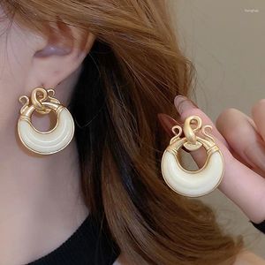 Boucles d'oreilles pendantes Minar exagérées, grand cercle rond ajouré géométrique en résine épaisse pour femmes, bijoux de fête en alliage plaqué or