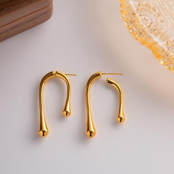 Pendientes colgantes Minar francés asimétrico metálico geométrico gota para mujer 18K oro Real latón largo pendiente colgante joyería de fiesta