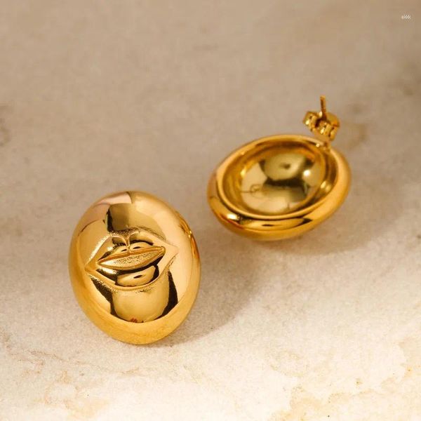 Boucles d'oreilles pendantes Minar Design unique lèvres métalliques grosse goutte pour femme homme unisexe boucle d'oreille ovale en acier inoxydable plaqué or 18 carats PVD
