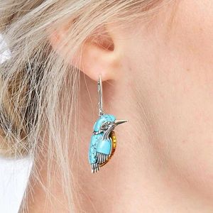 Bengelen oorbellen minar vintage natuurlijke stijl blauw turquoises vogel vrouwen schattig dierenvormige oorbel feest accessoires sieraden geschenken