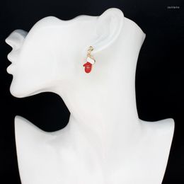 Boucles d'oreilles pendantes Mini creux circulaire triangulaire perle Zircon clous d'oreille cloches de noël belle rouge père noël bois gant