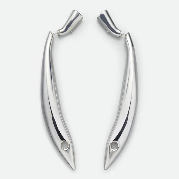 Boucles d'oreilles pendantes minimalistes en forme de longue bande pour femmes, boucles d'oreilles sardines irrégulières exagérées, accessoires de bijoux classiques français