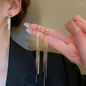 Boucles d'oreilles pendantes minimalistes, chaîne en os de serpent, pompon longue goutte pour femmes, bijoux de fête élégants haut de gamme