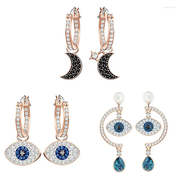 Boucles d'oreilles pendantes MIQIAO cristal lune les yeux du diable Pendientes Piercing Stud pour femmes filles amis cadeau bijoux de mode noël