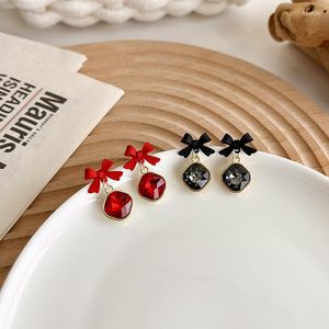 Pendientes colgantes MISSNICE moda Simple negro/lazo rojo gota de gema Artificial para mujeres coreano elegante accesorios brillantes regalos de fiesta