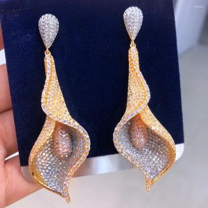 Boucles d'oreilles pendantes Missvikki luxe grand lys pendentif pour femmes quotidien brillant tendance Original fille cadeau Bloom haute qualité accessoires coréens