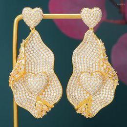 Boucles d'oreilles pendantes Missvikki Design Original luxe grand coeur pour les femmes nobles fête de mariage CZ dubaï mariée magnifique bijoux