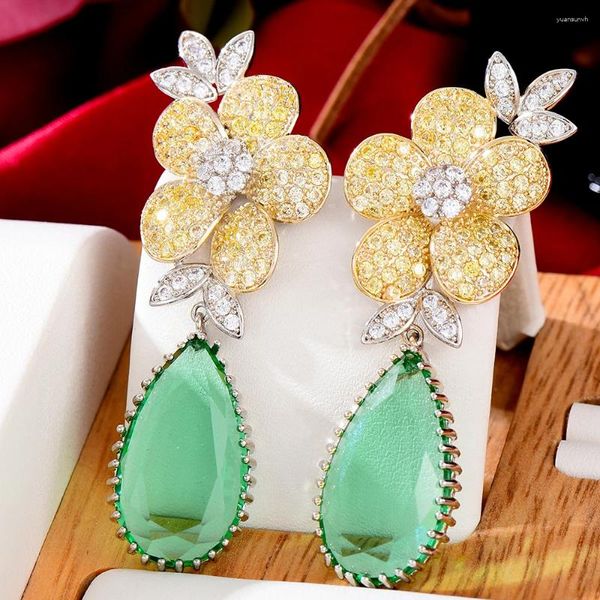 Pendientes colgantes Missvikki Romántico BOHO Colgante verde grande para mujer Joyería para fiesta de boda nupcial Estilo bohemio Accesorios de alta calidad