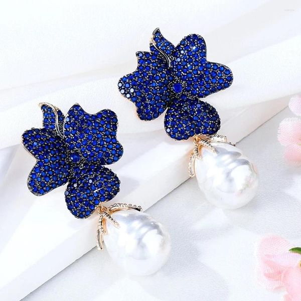 Boucles d'oreilles pendantes Missvikki à la mode coquille perle fleur clou pour les femmes 2023 mode oreille bonbons Femme Brinco bijoux en gros