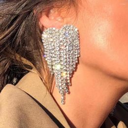 Boucles d'oreilles pendantes Miwens Europe et Amérique scintillantes exagérées plein strass gland en forme de coeur goutte pour les femmes beau cadeau de bijoux