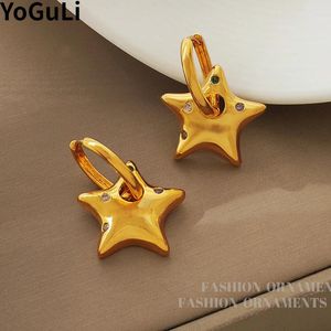 Boucles d'oreilles pendantes, bijoux modernes, étoile de tempérament coréen doux pour filles et femmes, cadeaux de fête, accessoires d'oreille au design simple