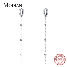 Pendientes colgantes Modian exquisita moda Swing largo borla gota pendiente Plata de Ley 925 auténtica cadena de encanto para joyería de mujer